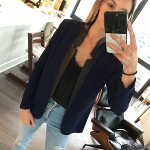 Anthropologie Petticoat Alley blue blazer leather